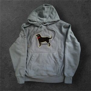 The Black Dog Hoodie Mens XS Blue Pullover Black Lab Patch Logo Pull Over